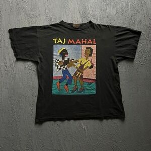 VintageTaj Mahal Shirt XL Black 1990s Blues Folk Art  Winterland